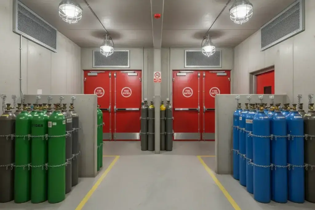 Specjalistyczne pomieszczenie do magazynowania butli z gazami